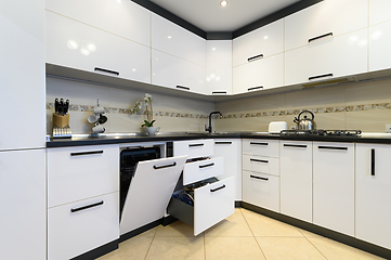 Image showing White modern classic kitchen interior