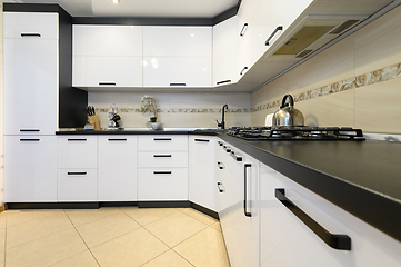 Image showing White modern kitchen interior