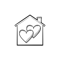 Image showing Sweet home hand drawn sketch icon.