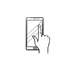 Image showing Phone touchscreen hand drawn sketch icon.