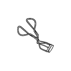 Image showing Eyelash curler hand drawn sketch icon.