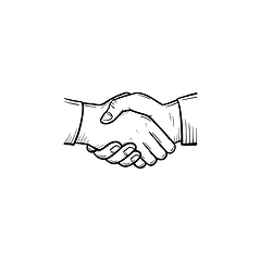 Image showing Handshake hand drawn sketch icon.