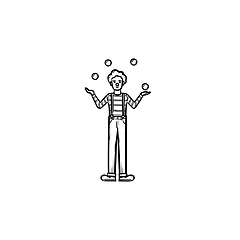 Image showing Clown having juggle skills hand drawn sketch icon.