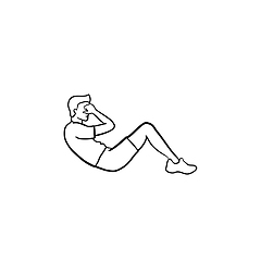 Image showing Crunches sport exercise hand drawn outline doodle icon.