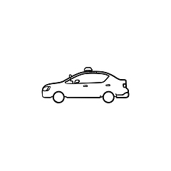 Image showing Police car with siren side view hand drawn outline doodle icon.