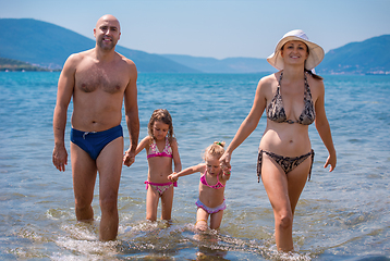 Image showing portrait of happy family with kids during summer vacation