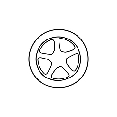 Image showing Car wheel hand drawn outline doodle icon.