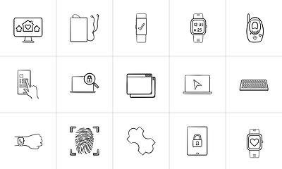 Image showing Technology and gadgets hand drawn outline doodle icon set.