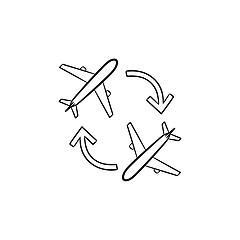 Image showing Round trip hand drawn outline doodle icon.