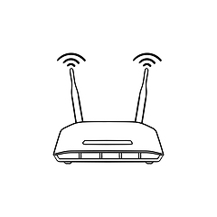 Image showing Wifi router hand drawn outline doodle icon.