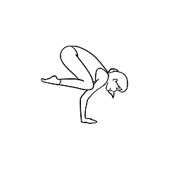 Image showing Woman in yoga crow pose hand drawn outline doodle icon.