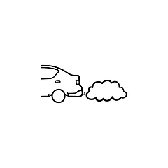 Image showing Car emitting exhaust fumes hand drawn outline doodle icon.