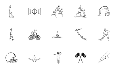 Image showing Sports hand drawn outline doodle icon set.