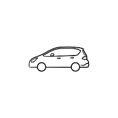 Image showing Car side view hand drawn outline doodle icon.