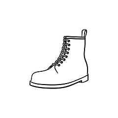 Image showing Hiking boot hand drawn outline doodle icon.