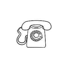 Image showing Vintage telephone hand drawn outline doodle icon.