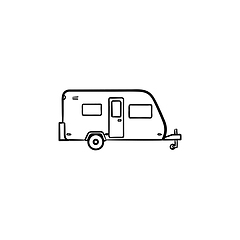 Image showing Camper hand drawn outline doodle icon.