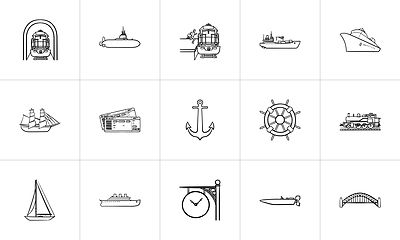 Image showing Transport vehicles hand drawn outline doodle icon set.