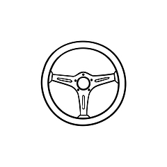 Image showing Steering wheel hand drawn outline doodle icon.