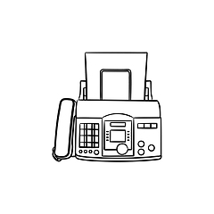 Image showing Fax machine hand drawn outline doodle icon.