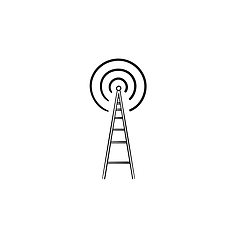 Image showing Radio tower hand drawn outline doodle icon.