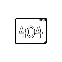 Image showing Browser window with inscription 404 error hand drawn outline doodle icon.