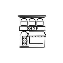 Image showing Shopping store hand drawn outline doodle icon.