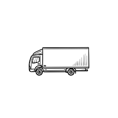 Image showing Delivery truck hand drawn outline doodle icon.