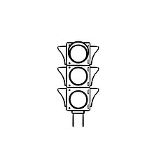 Image showing Traffic light hand drawn outline doodle icon.