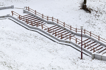 Image showing Metal railing, winter