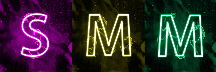 Image showing Neon light lettering of modern social media\'s term