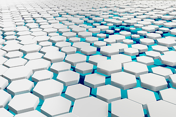 Image showing white and turquoise hexagon background