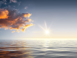 Image showing sunset sky at the ocean background