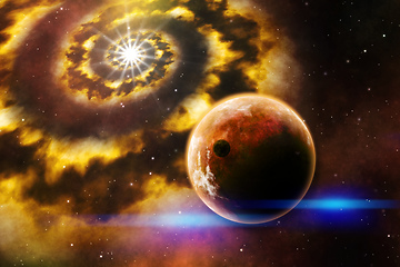 Image showing galaxy space art illustration warm colors