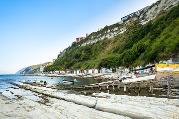 Image showing sea and boat houses at Ancona, Italy