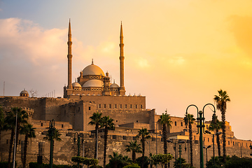 Image showing The Mosque of Muhammad Ali in Cairo Egypt at sunset