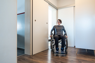 Image showing disabled woman in her apartment