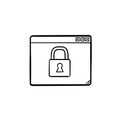 Image showing Browser window with padlock hand drawn outline doodle icon.