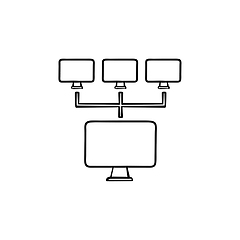 Image showing Computer network hand drawn outline doodle icon.