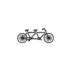 Image showing Double bicycle hand drawn outline doodle icon.