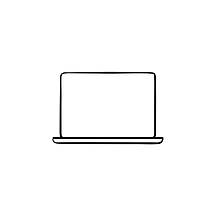 Image showing Open laptop hand drawn outline doodle icon.