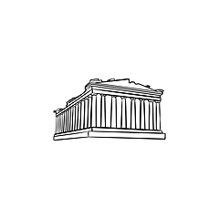 Image showing Acropolis in Athens hand drawn outline doodle icon.