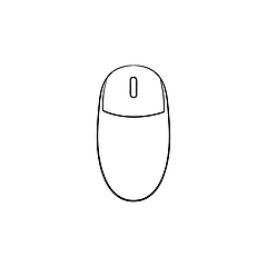 Image showing Computer mouse hand drawn outline doodle icon.