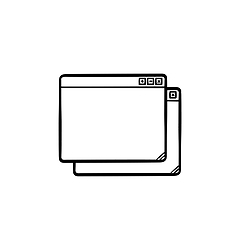 Image showing Two browser windows hand drawn outline doodle icon.