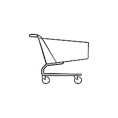 Image showing Shopping cart hand drawn outline doodle icon.