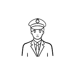 Image showing Train conductor hand drawn outline doodle icon.