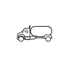 Image showing Fuel truck hand drawn outline doodle icon.