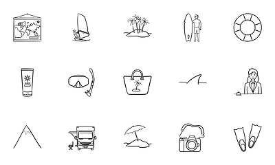 Image showing Summer vacation hand drawn outline doodle icon set.