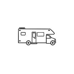 Image showing Recreational vehicle hand drawn outline doodle icon.