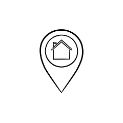 Image showing Pointer with house inside hand drawn outline doodle icon.